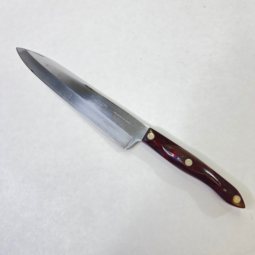 Vintage Cutco 1725 French Chef Knife 9 Inch Blade Brown Swirl Handle USA